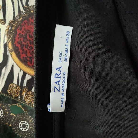 Zara Basic Soft Black Tee with Hip Scarf Midi Dress womens S small Crew Neck - Picture 9 of 10